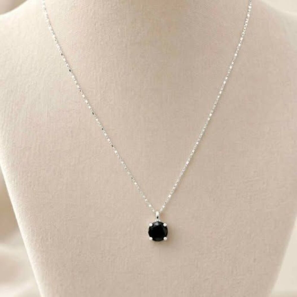 Black Moissanite Solitaire Necklace 2 Ct 925 Sterling Silver GRA Certified